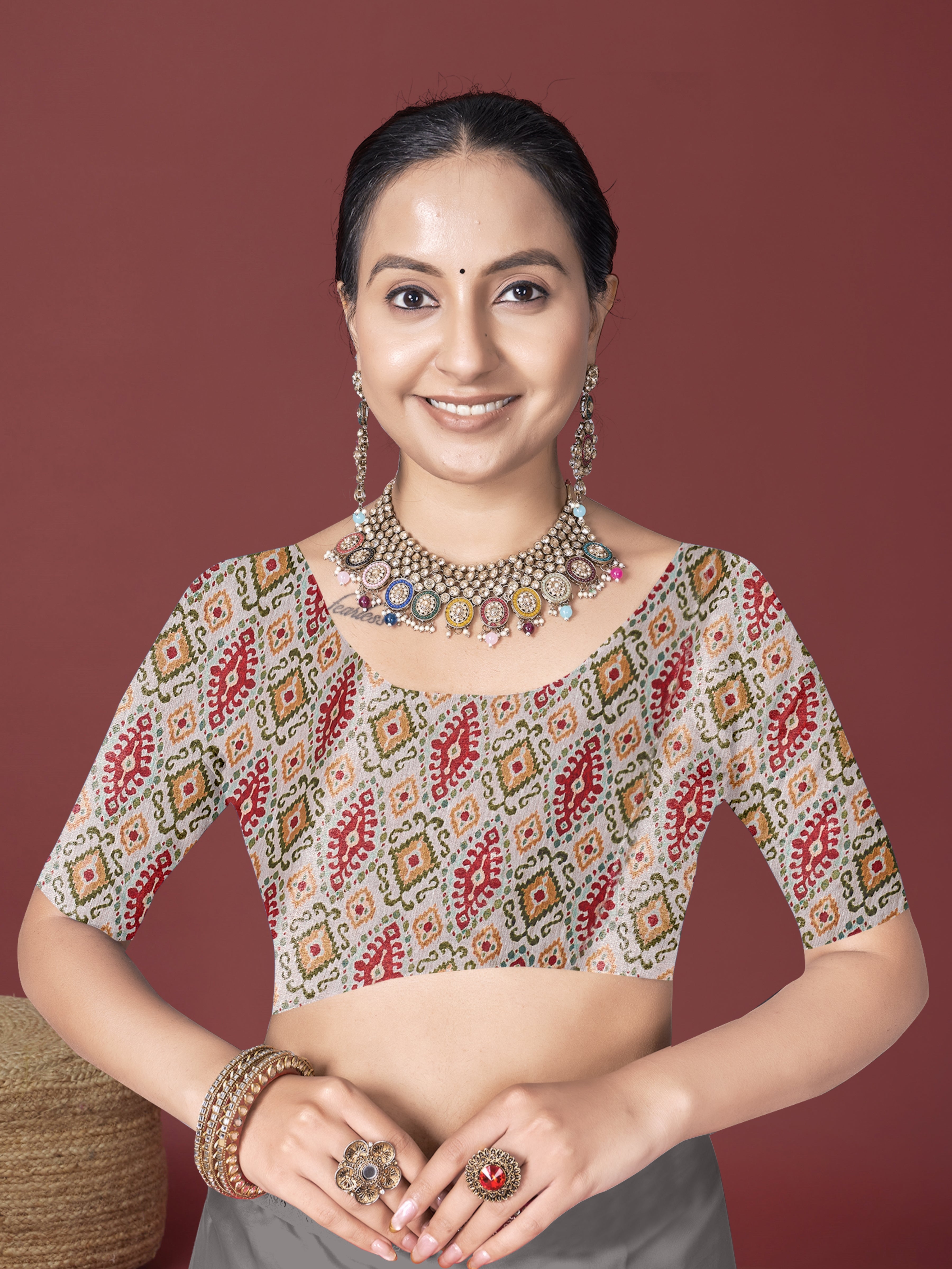 Off White Warli Painting Digital Saree