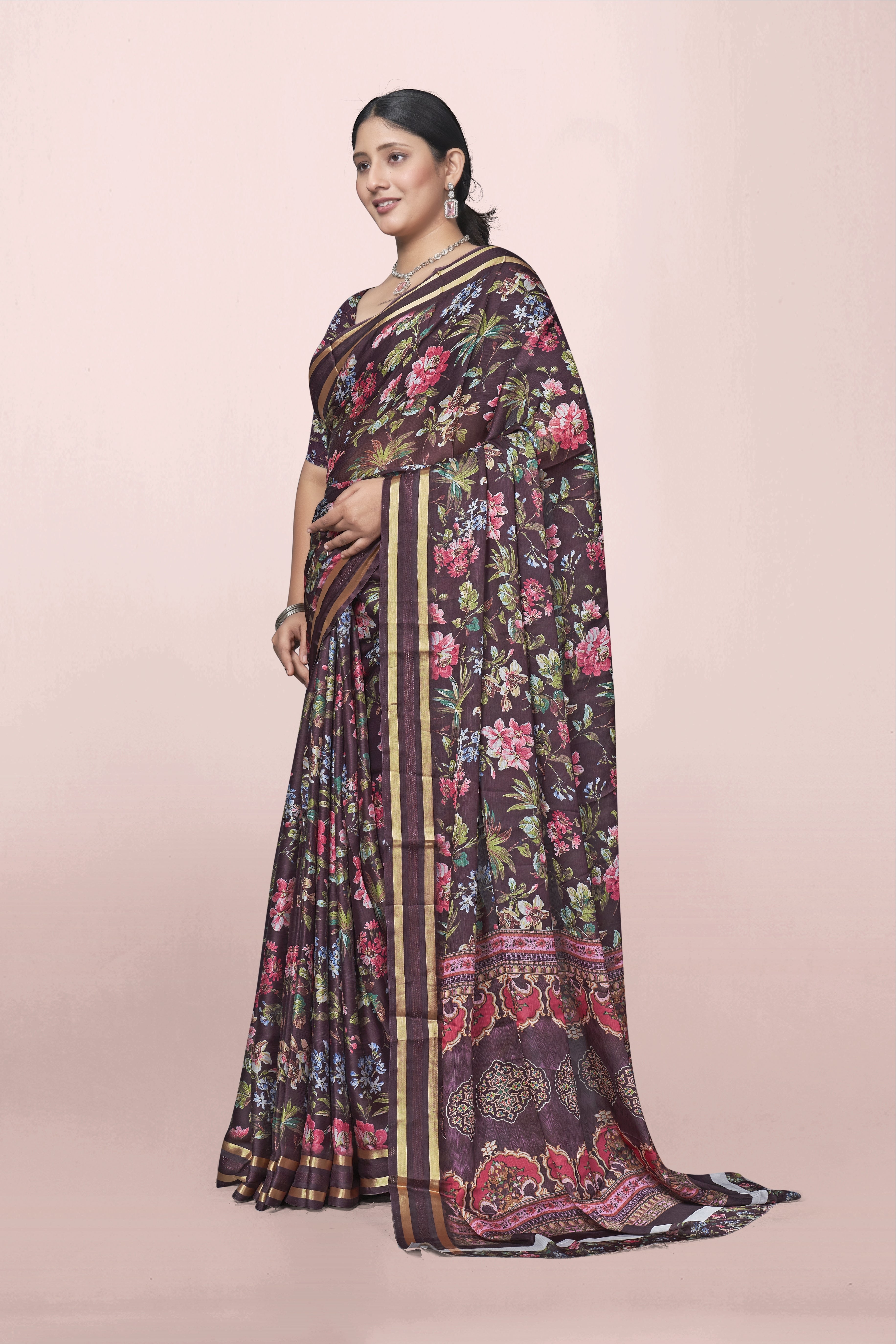Midnight Garden Patterned Saree