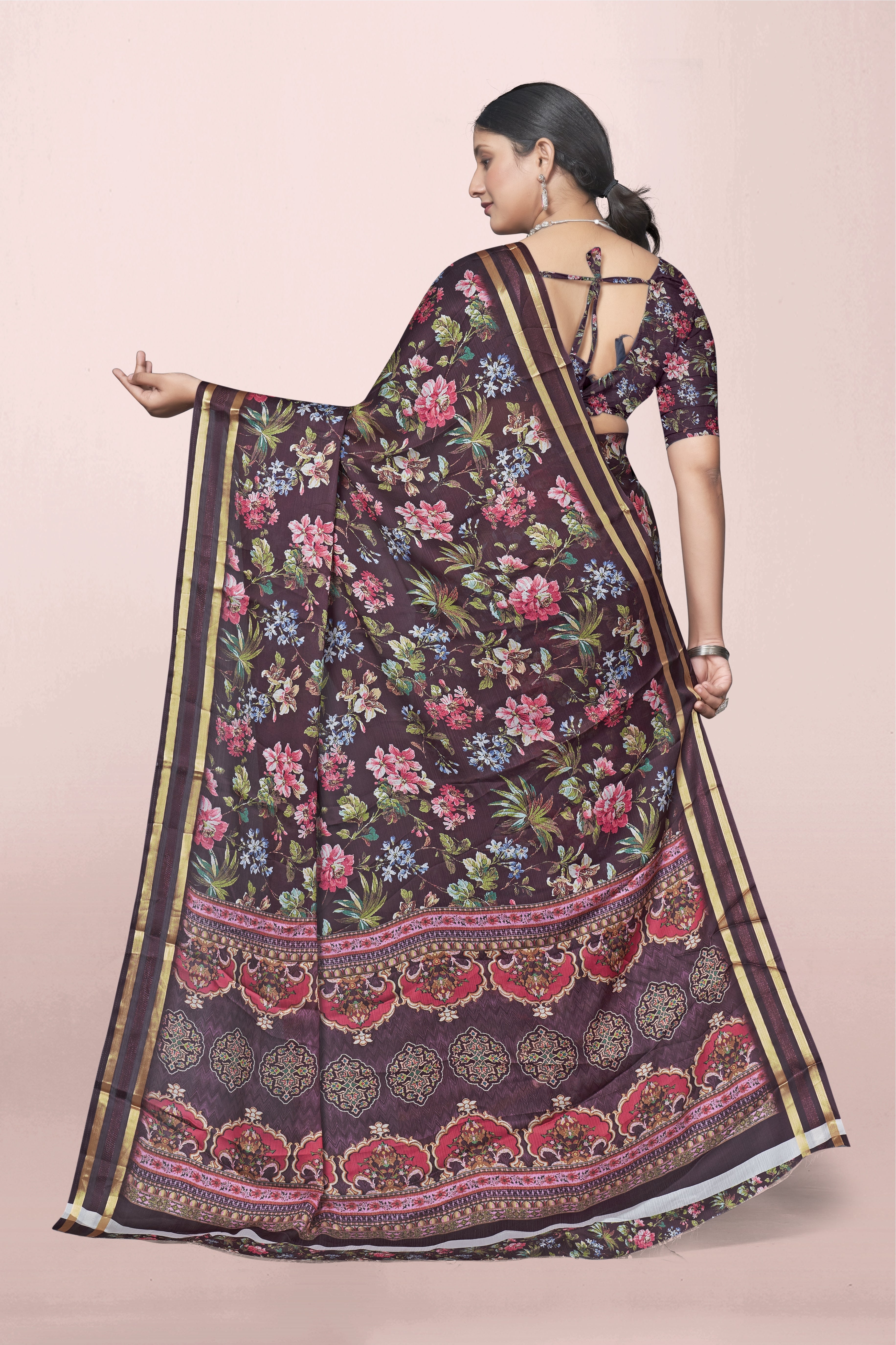 Midnight Garden Patterned Saree