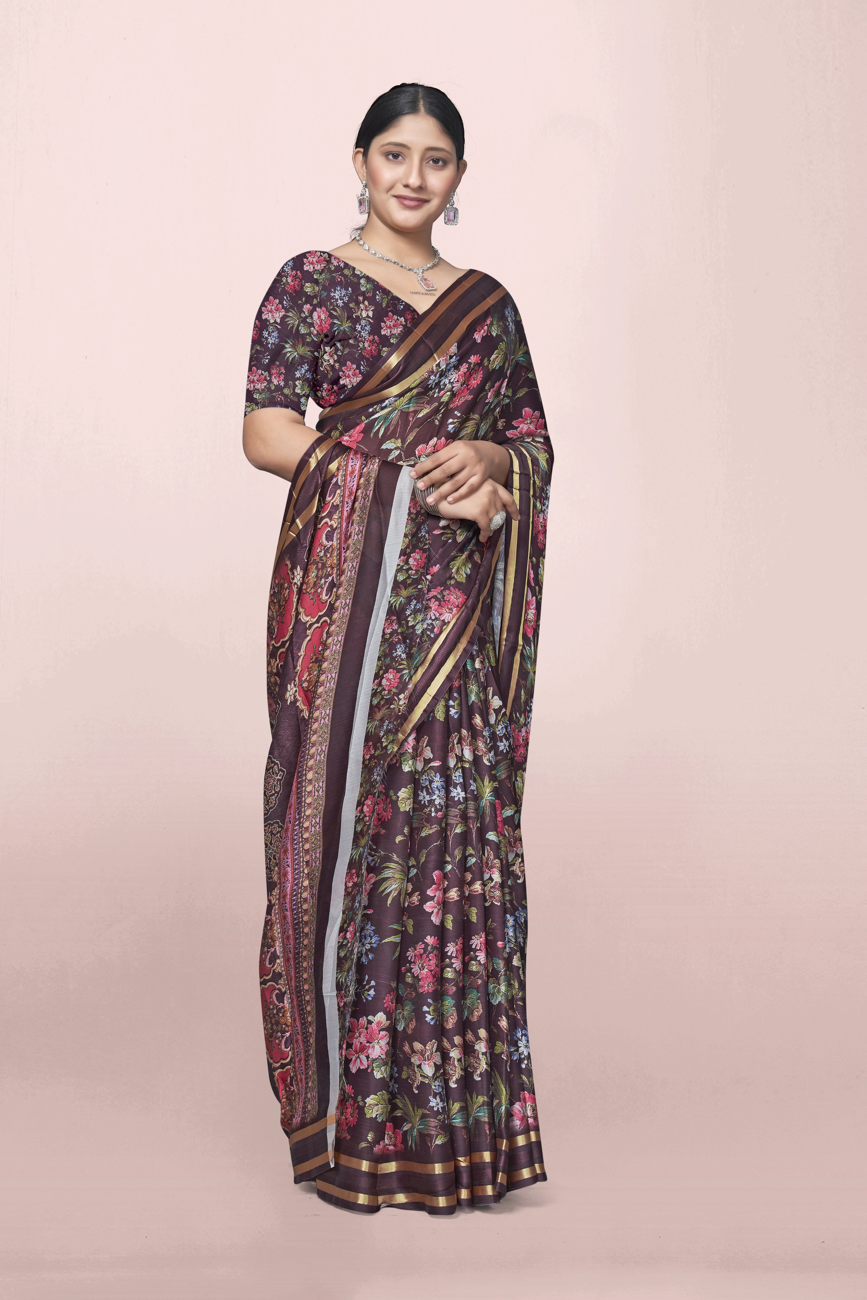 Midnight Garden Patterned Saree