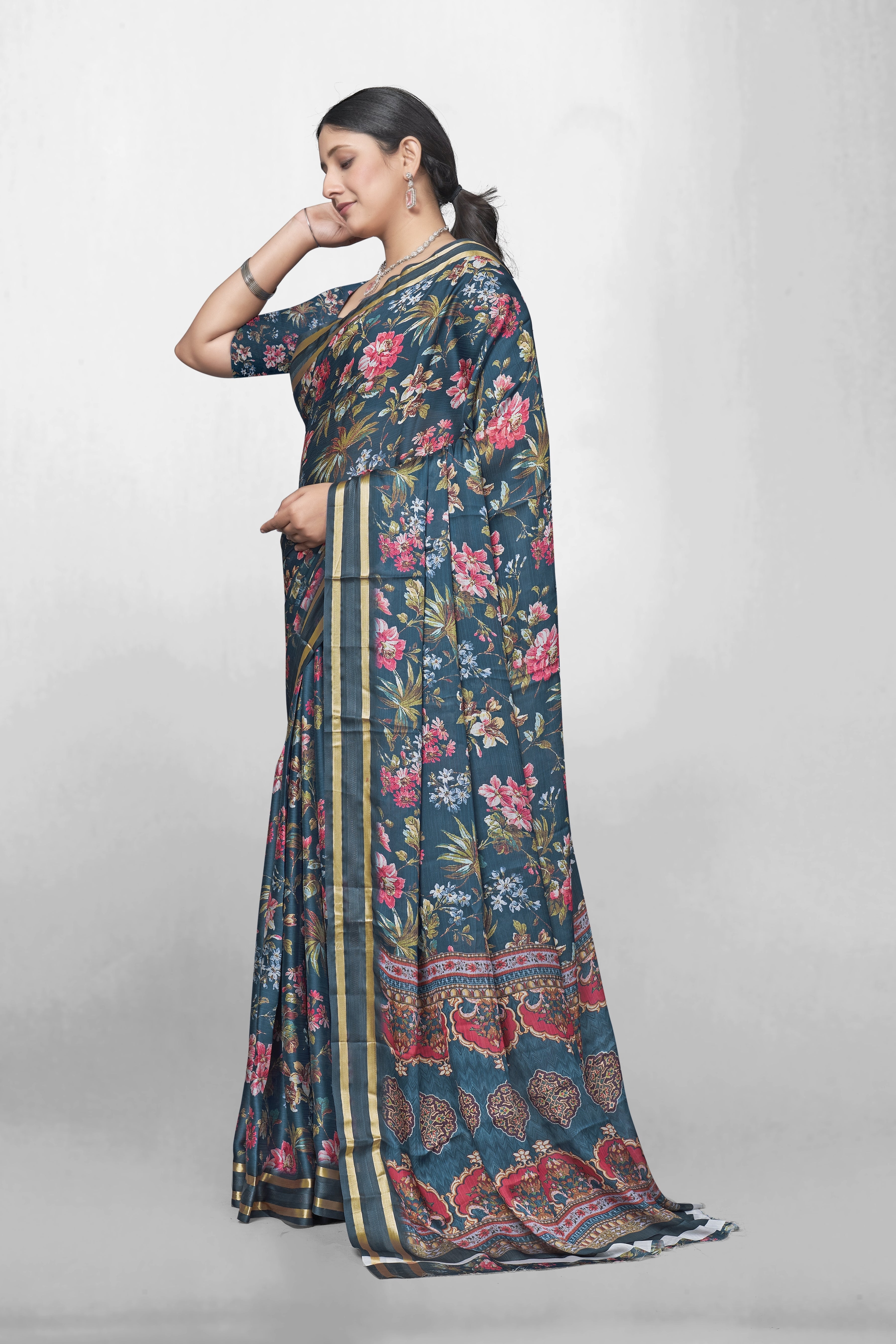 Midnight Garden Patterned Saree