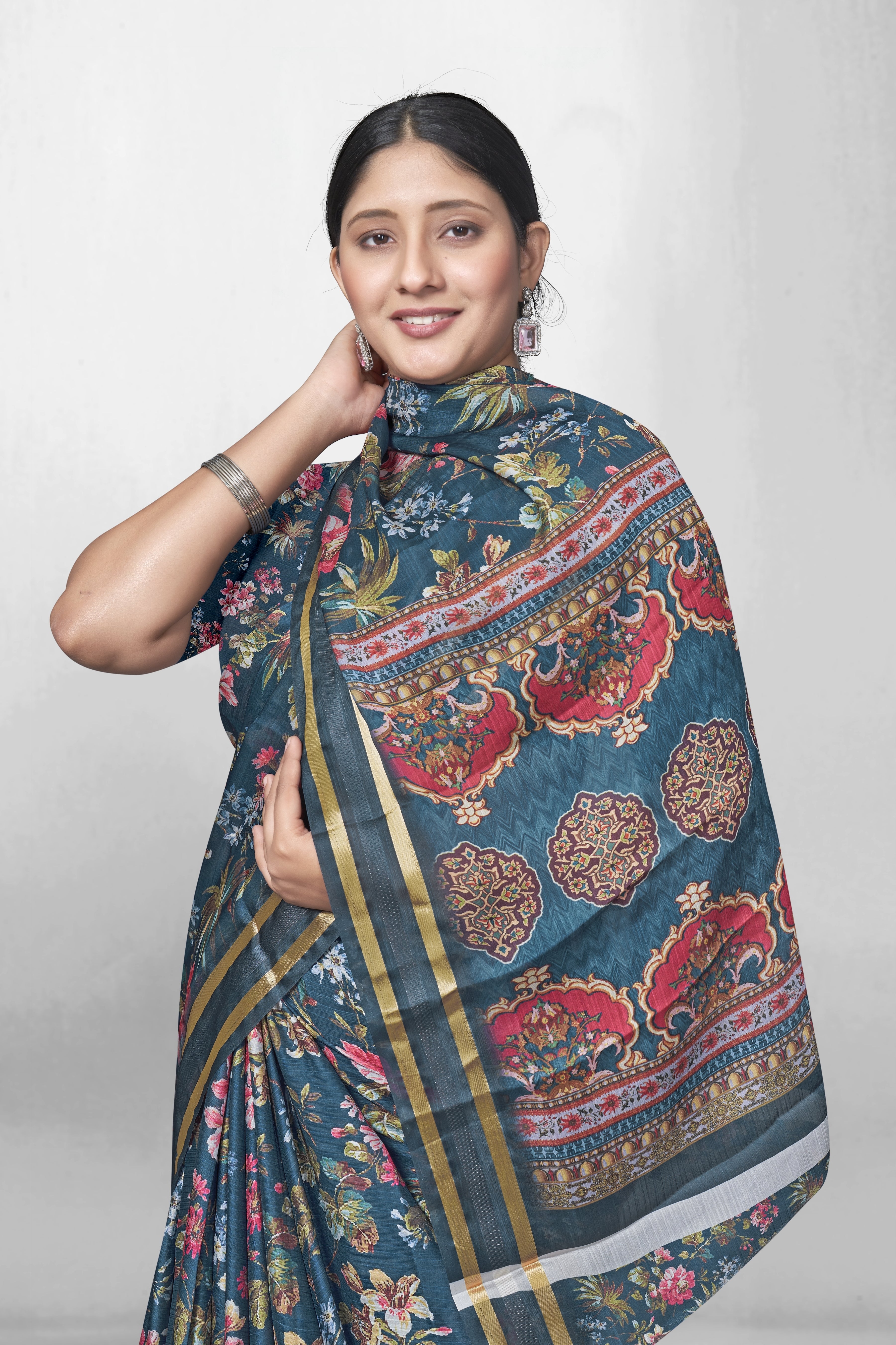 Midnight Garden Patterned Saree