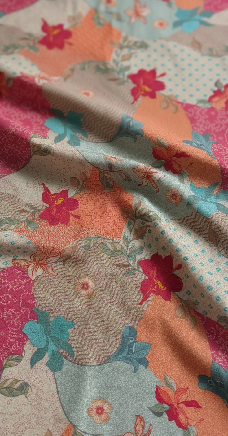 Pure Tissue Silk Flowy Flower Digitally Printed Pattern Pure Tissue Silk