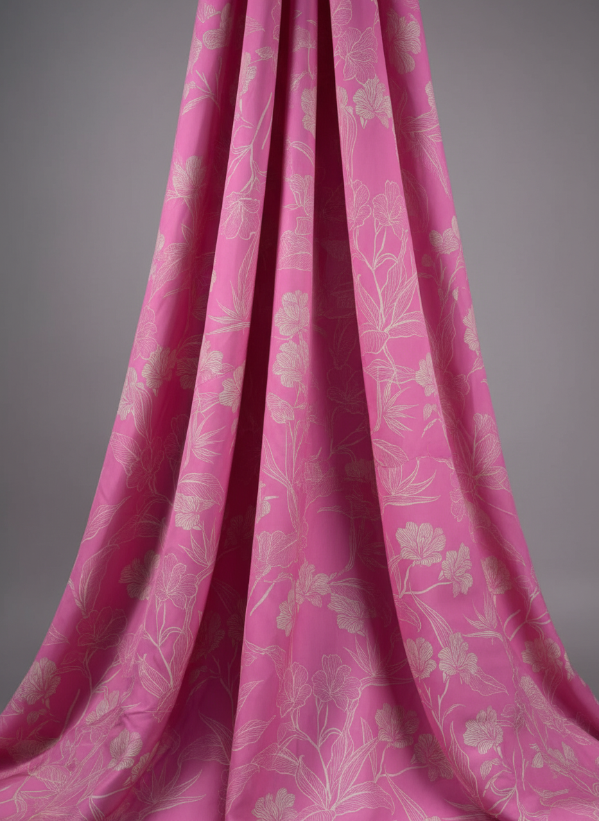 Poly-Muslin Floral Baby Pink Dust Digitally Printed Muslin