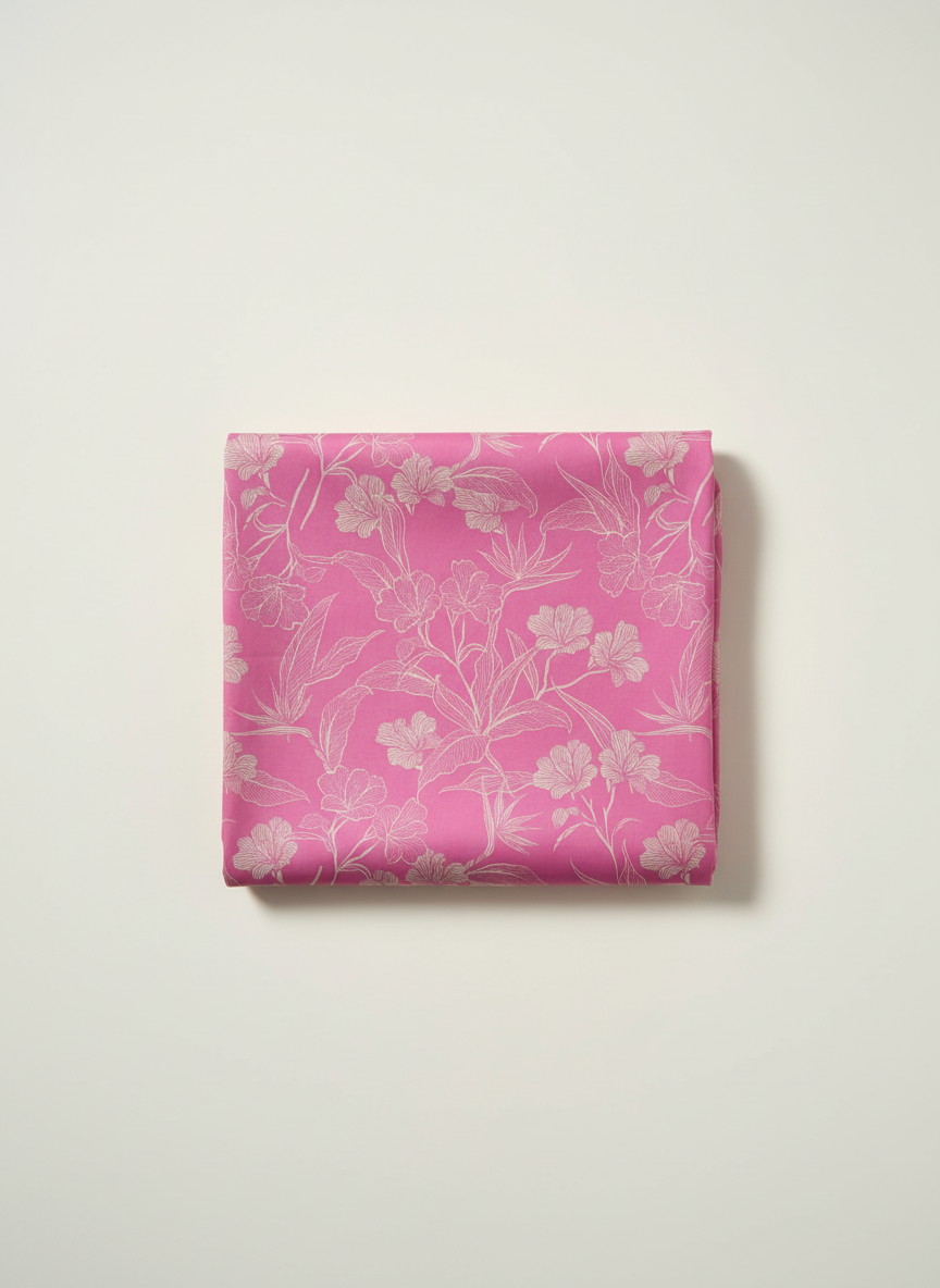 Poly-Muslin Floral Baby Pink Dust Digitally Printed Muslin