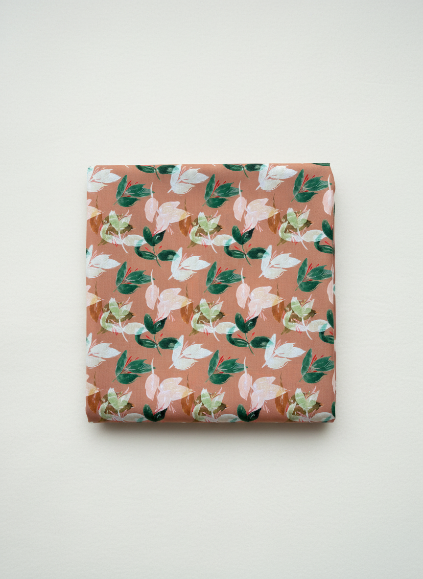 Poly-Muslin Tropical Earthly Beige Digitally Printed Muslin