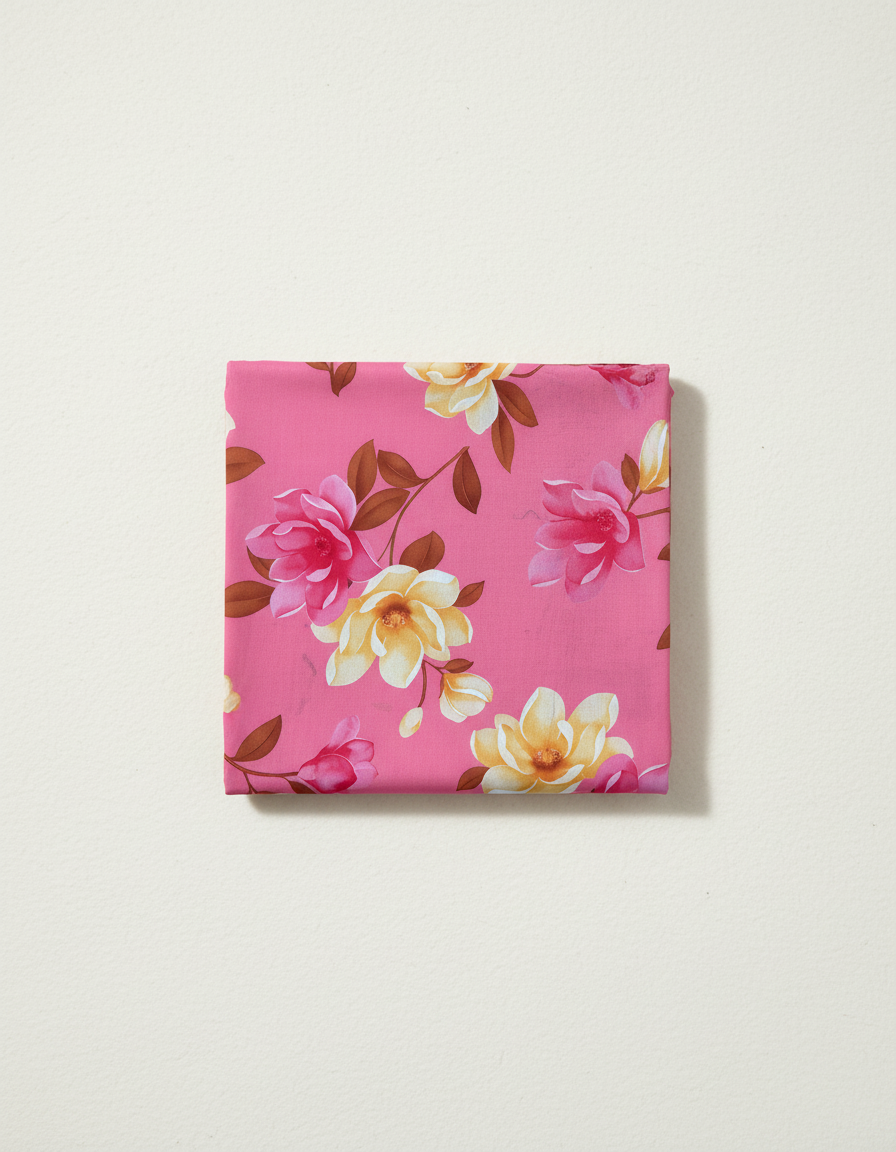 Poly-Muslin Blend - Floral Light Pink Digitally Printed Muslin