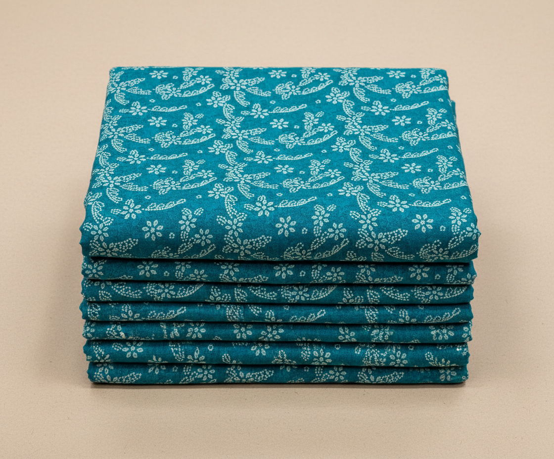 Pure Viscose Chiffon Bandhani Petals Teal Blue Digitally Printed Pure Chinnon Chiffon