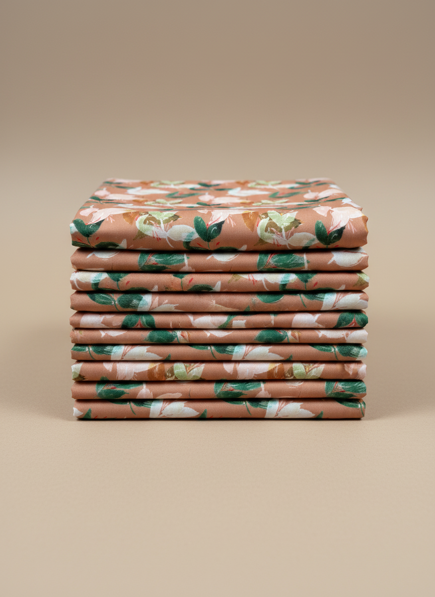 Poly-Muslin Tropical Earthly Beige Digitally Printed Muslin