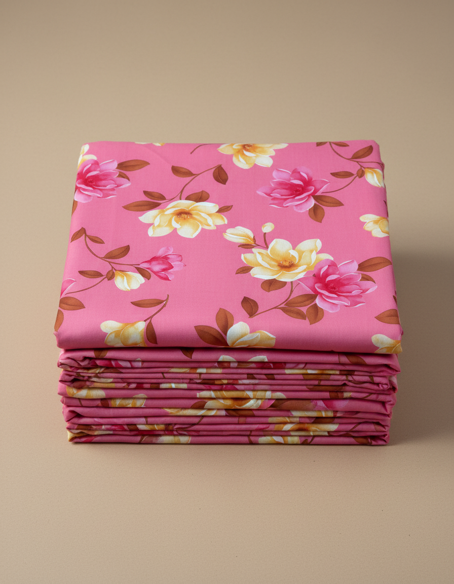 Poly-Muslin Blend - Floral Light Pink Digitally Printed Muslin