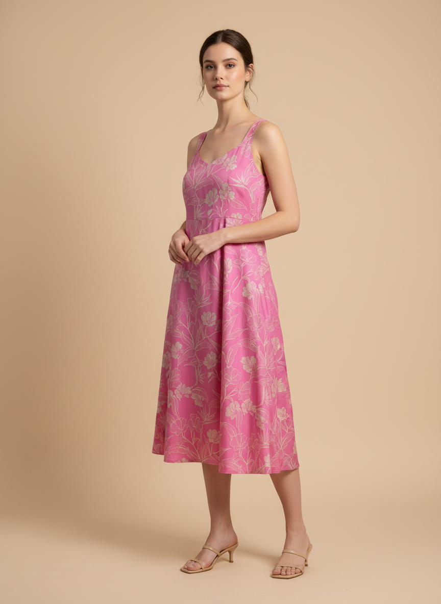 Poly-Muslin Floral Baby Pink Dust Digitally Printed Muslin