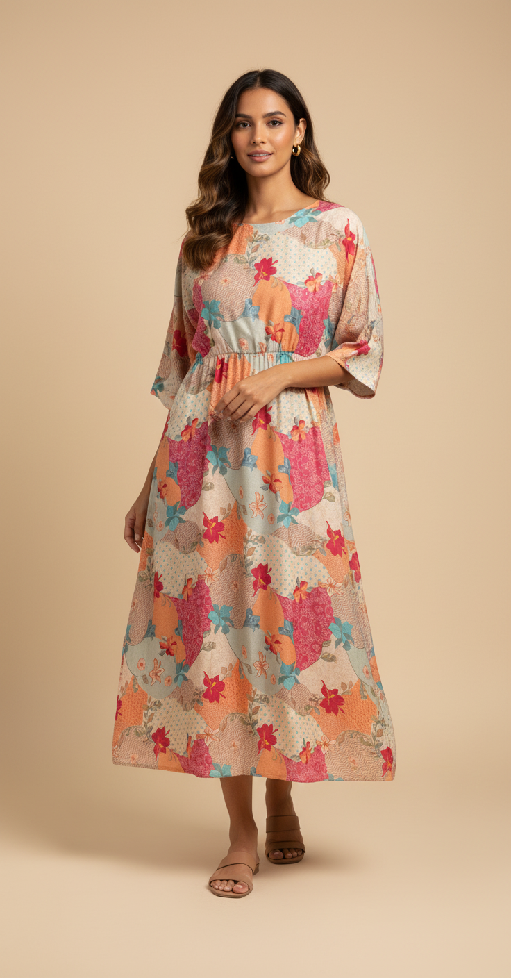 Pure Tissue Silk Flowy Flower Digitally Printed Pattern Pure Tissue Silk