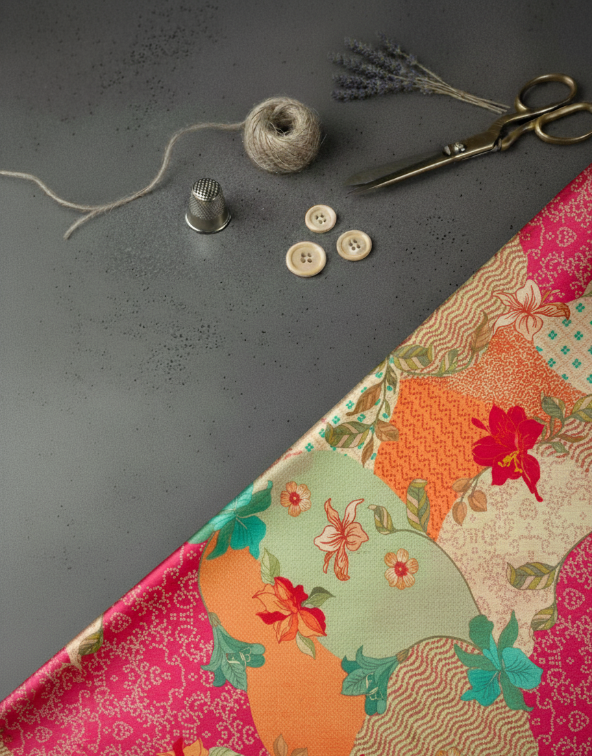 Pure Tissue Silk Flowy Flower Digitally Printed Pattern Pure Tissue Silk