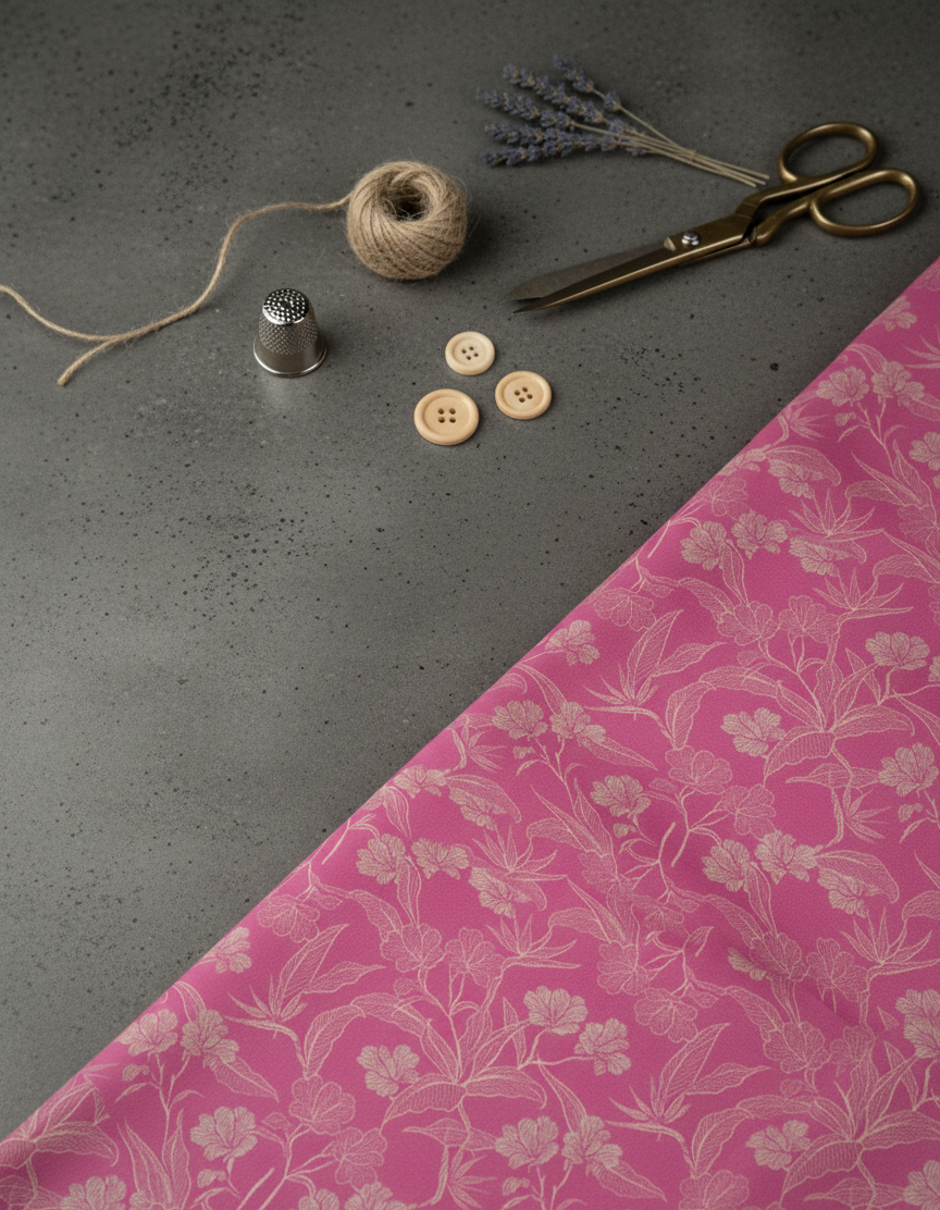 Poly-Muslin Floral Baby Pink Dust Digitally Printed Muslin