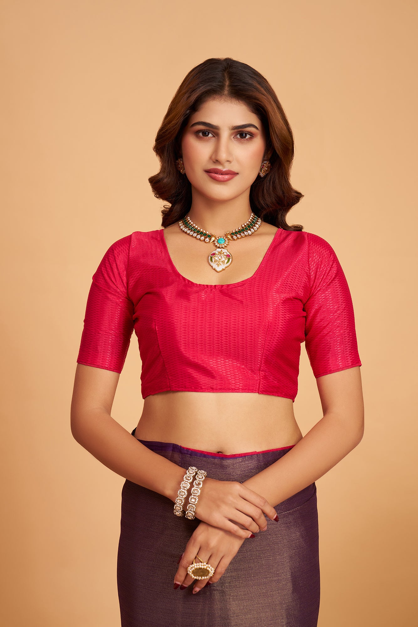 Purple Braso Silk  Work With  Diamond Saree