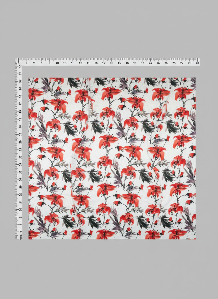 Poly-Muslin Tropical Dust White Digitally Printed Muslin