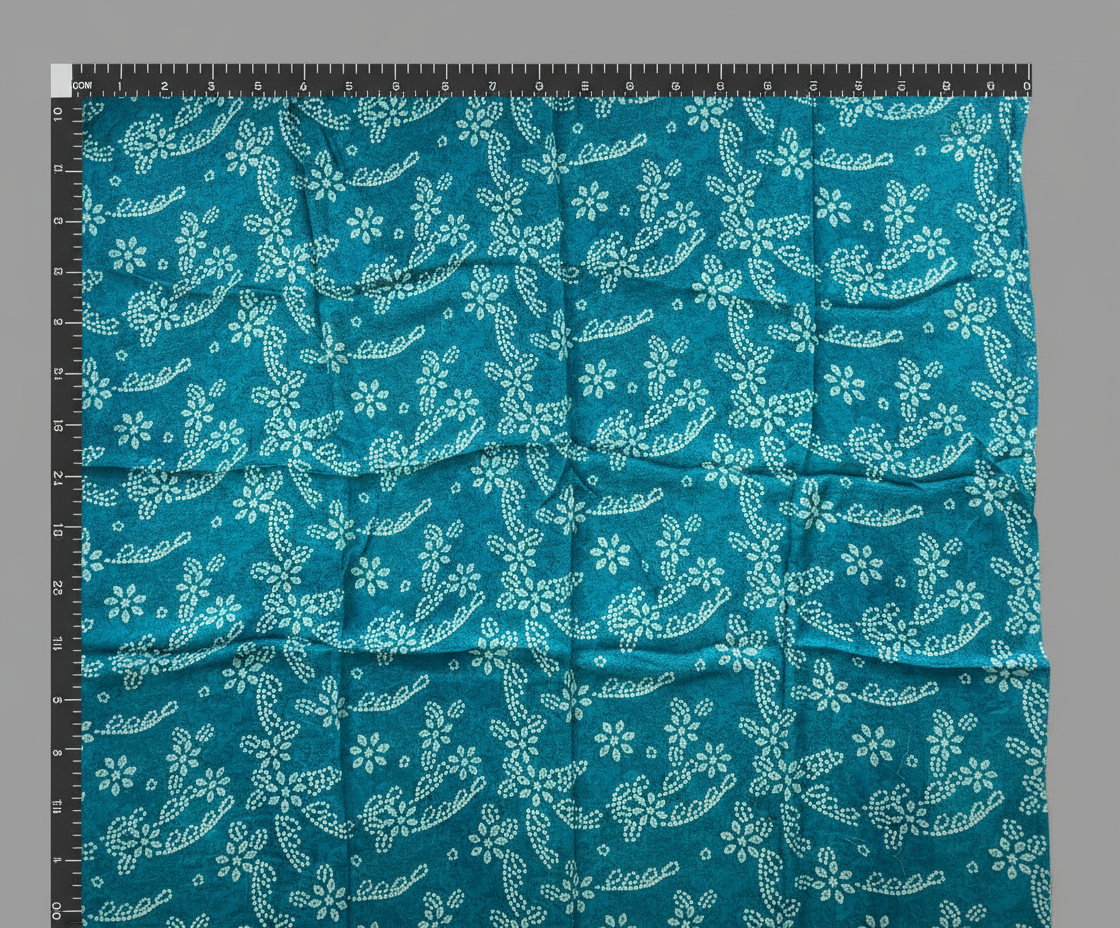 Pure Viscose Chiffon Bandhani Petals Teal Blue Digitally Printed Pure Chinnon Chiffon