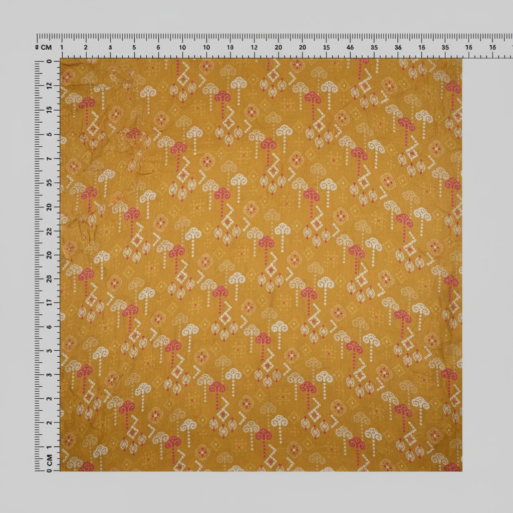 Pure Viscose Chiffon Bandhani Mustard Digitally Printed Chinnon Chiffon
