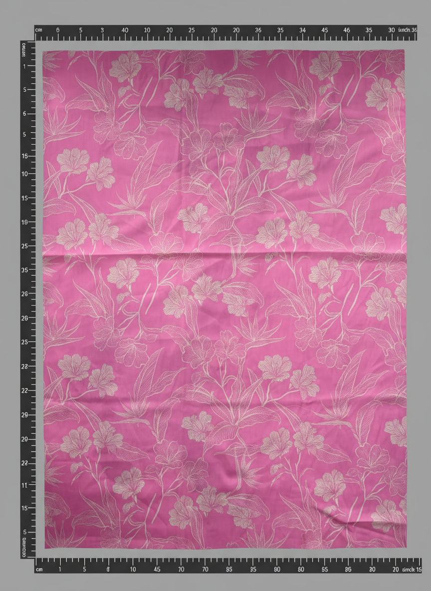 Poly-Muslin Floral Baby Pink Dust Digitally Printed Muslin