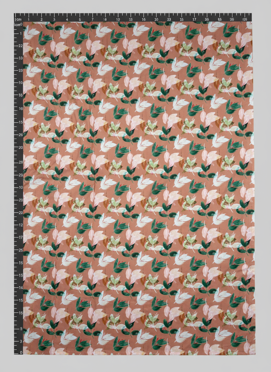 Poly-Muslin Tropical Earthly Beige Digitally Printed Muslin