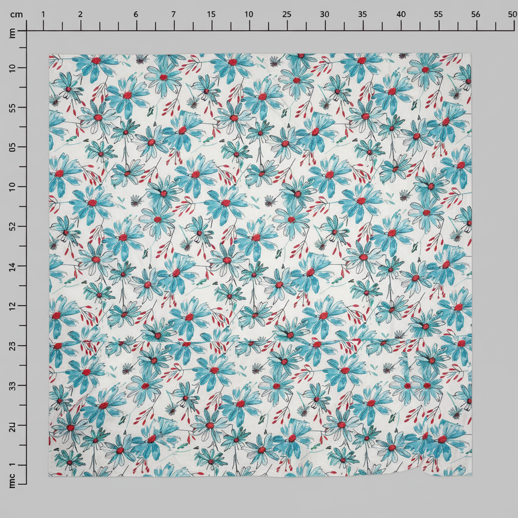 Poly-Muslin Flowers and Shades of Blue Digitally Printed Muslin