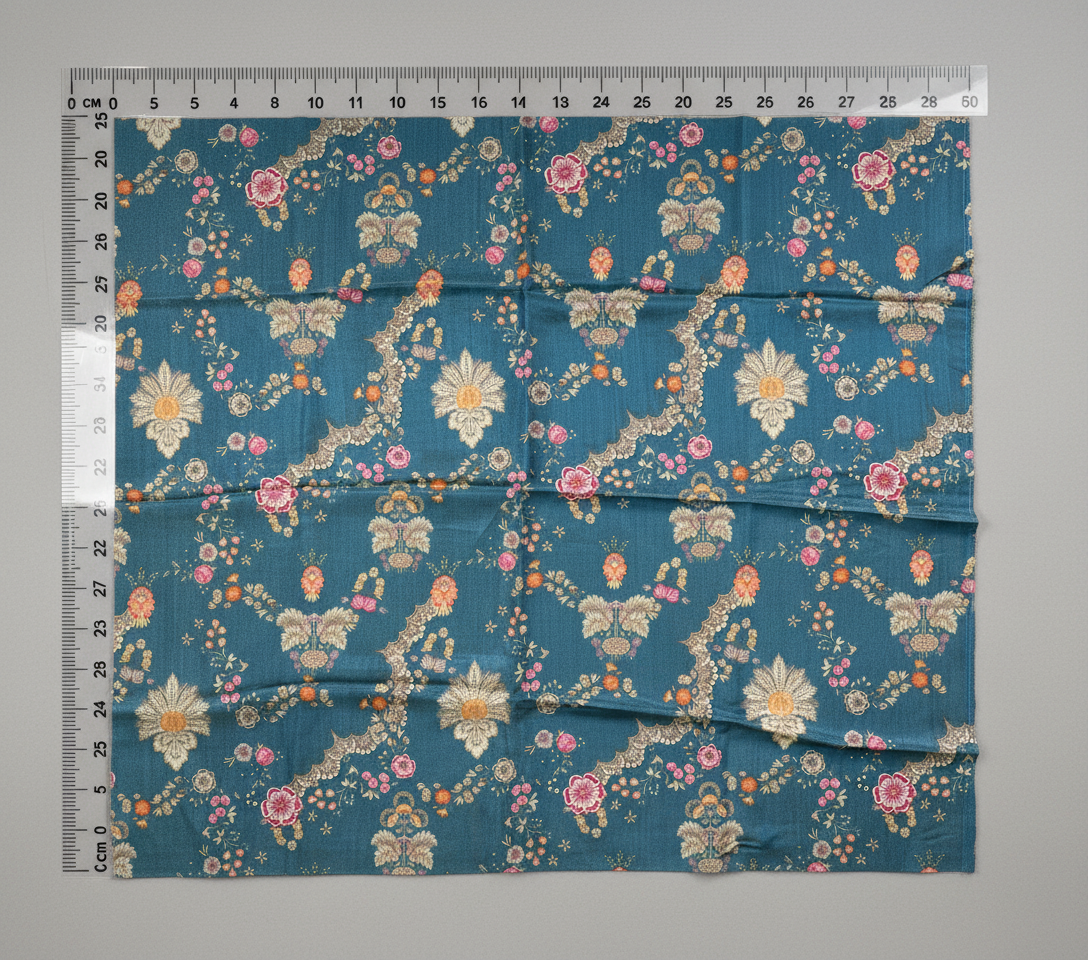 Pure Tissue Silk Flower Vase Deep Blue Digitally Printed Pure Tissue Silk