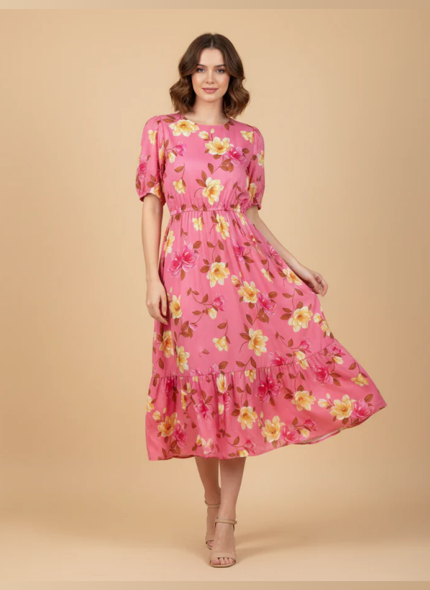 Poly-Muslin Blend - Floral Light Pink Digitally Printed Muslin