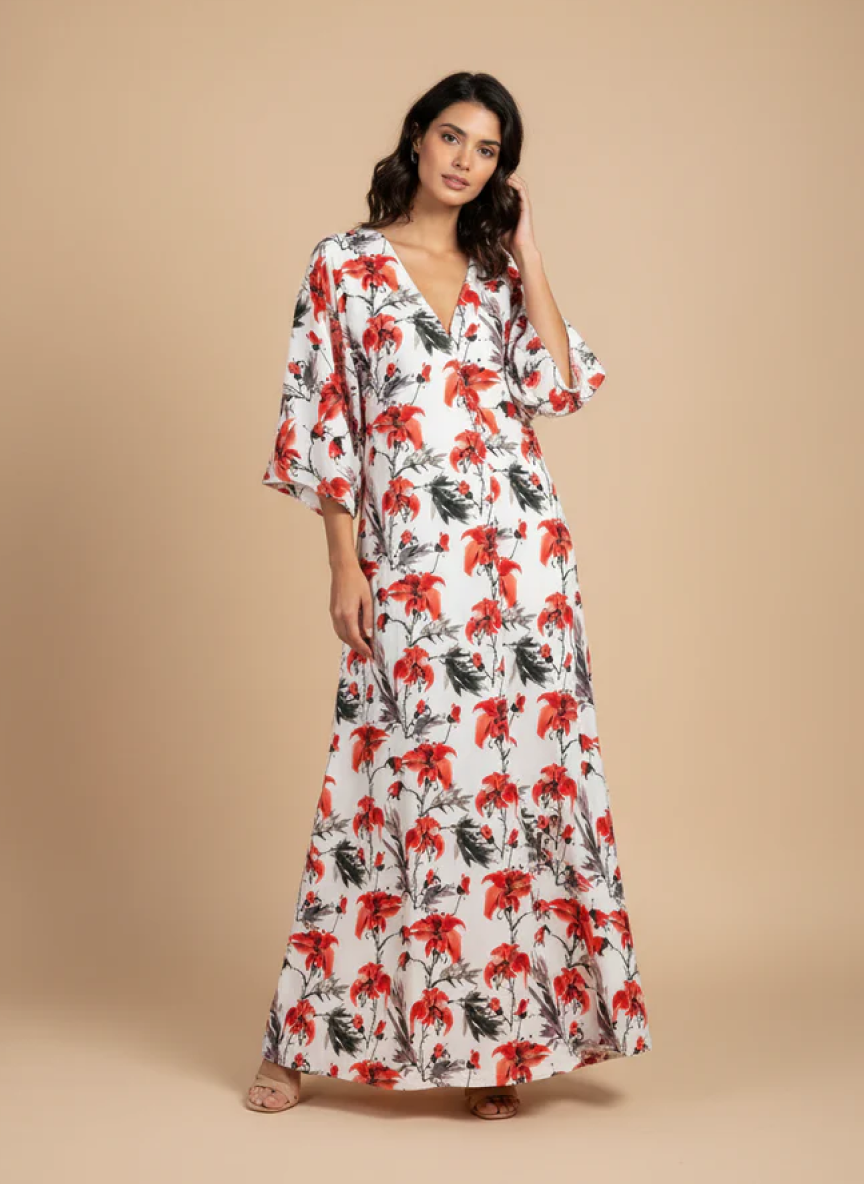 Poly-Muslin Tropical Dust White Digitally Printed Muslin