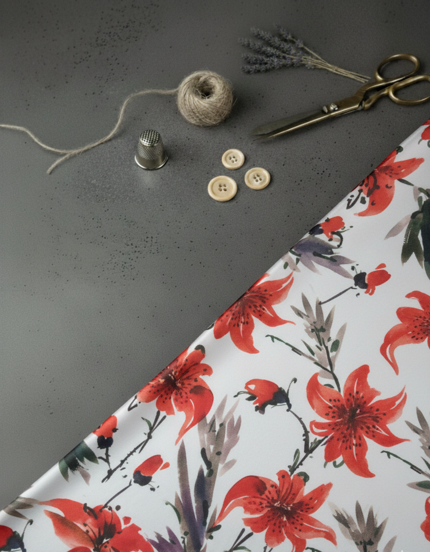 Poly-Muslin Tropical Dust White Digitally Printed Muslin