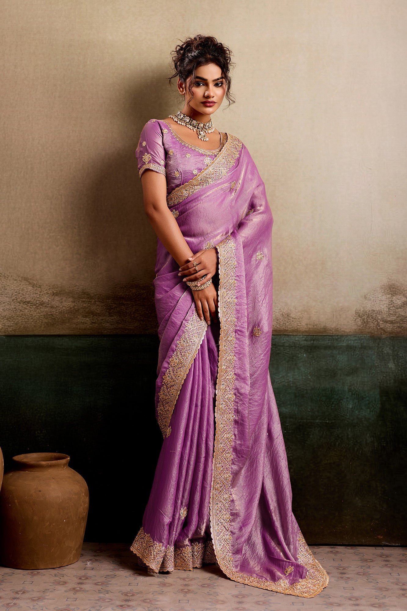 Bhairavi Pink Embroidered Fancy Saree