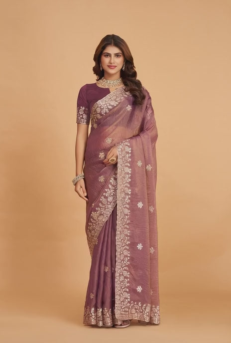 Mulberry Silk Heavy Work Saree